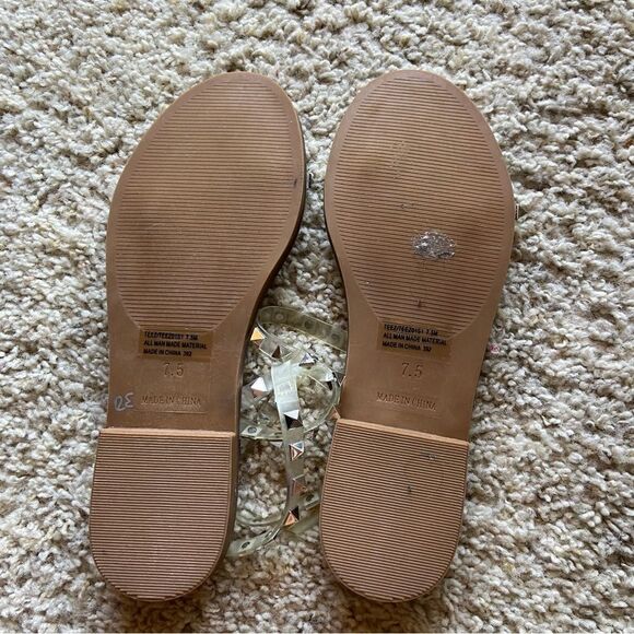Steve Madden Travel Tan Flat Sandal Crystals Size 7.5 - Picture 5 of 7